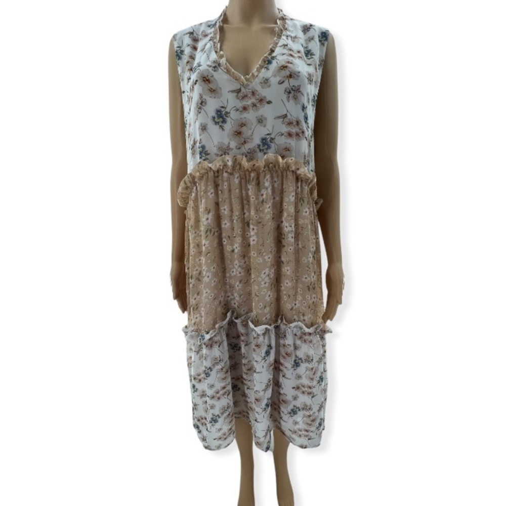 Pol Floral Short Sleeve High/Low Prairie Dress Size Small